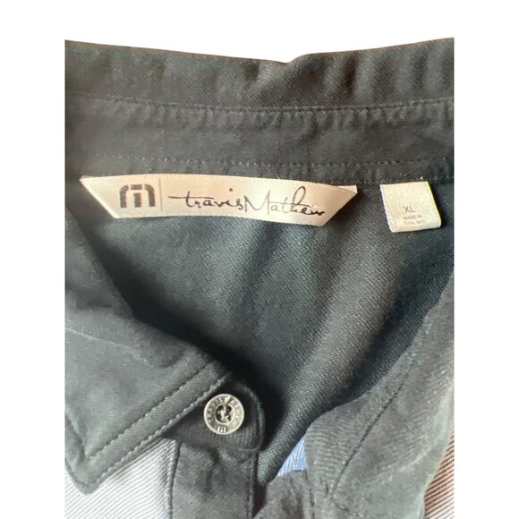 Travis‎ Mathew Mens XL Polo Shirt Gray Colorblock Golf Navy Blue - Picture 2 of 8